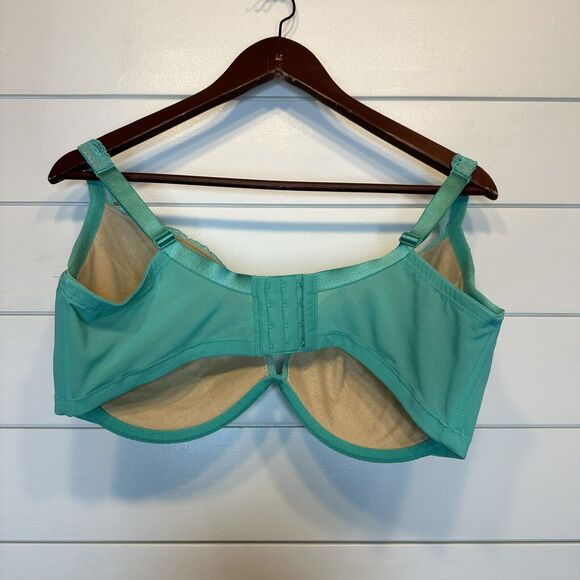 Cacique Bra 42DDD Teal Nude Lace Adjustable Straps Lane Bryant Lingerie Top - Picture 7 of 11